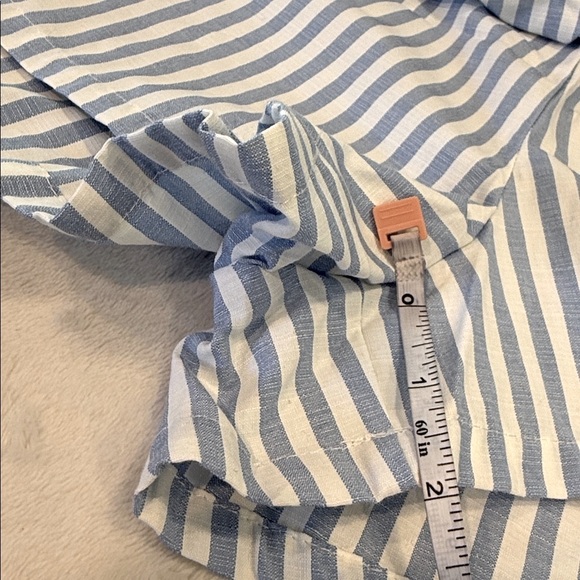 Love & Piece Collective preppy skort blue white striped ruffled front zips SZ XL - Picture 10 of 11